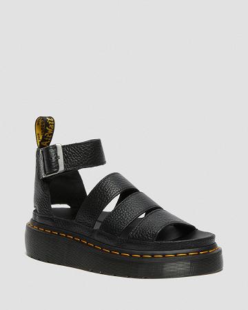 Black Women's Dr Martens Clarissa II Leather Platform Sandals | CA 309HAP